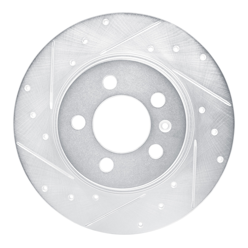 Audi A1 Brake Rotor (1) - Rear Left - R1 Concepts - Drilled & Slotted - Silver - `15-`18